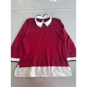 Karl Lagerfeld Red Business Corporate Old Money Dark Academia Top F